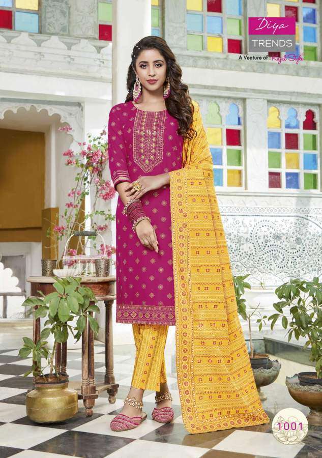  Diya Trends Alveera vol  1 catalog  Fancy Kurtis Pant With Dupatta 