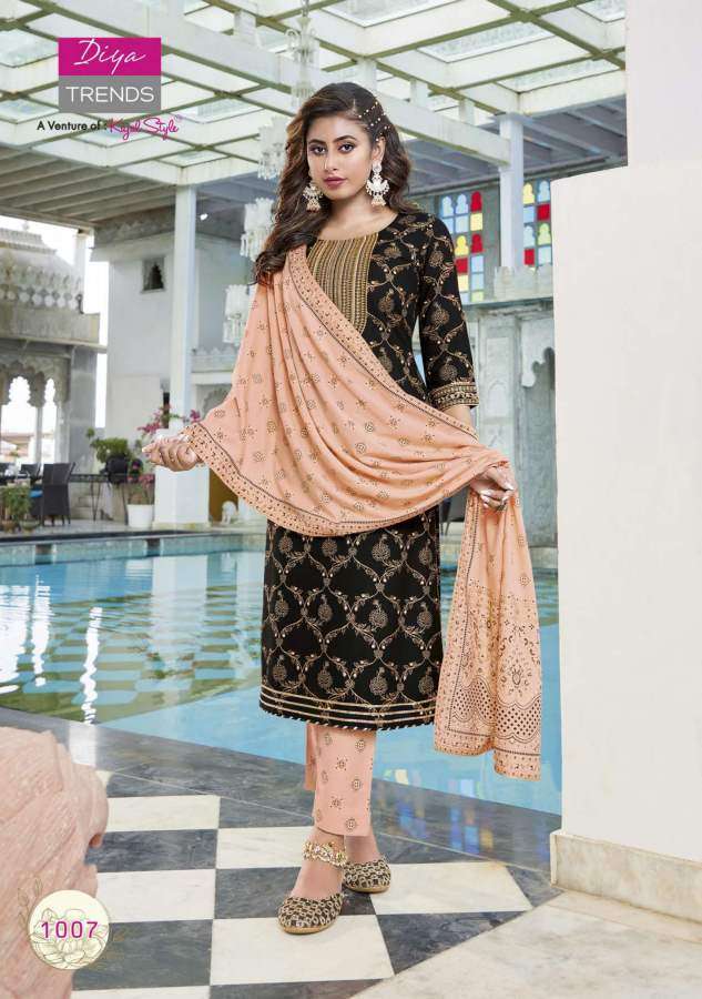  Diya Trends Alveera vol  1 catalog  Fancy Kurtis Pant With Dupatta 