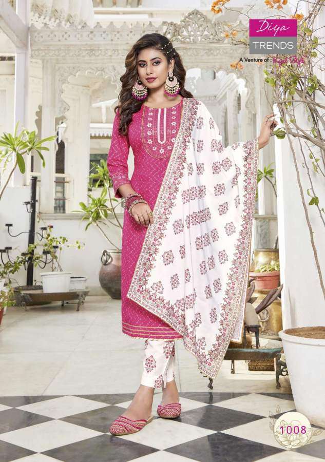  Diya Trends Alveera vol  1 catalog  Fancy Kurtis Pant With Dupatta 