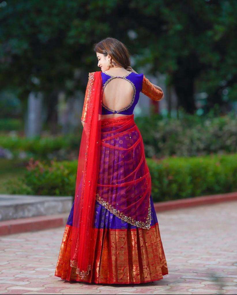 Kanjiveram Silk Zari Lehanga Buy Royal Blue Color Kanjivaram Silk lehenga Choli collection
