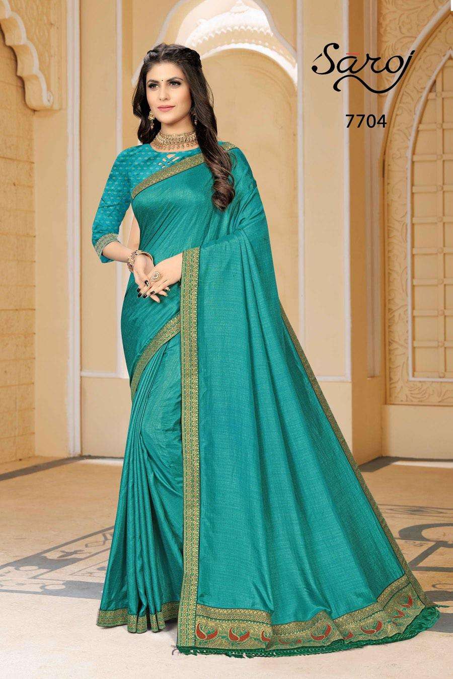Light Rama Festive Wear Silk Saree Single Available In Wholesale Rate
