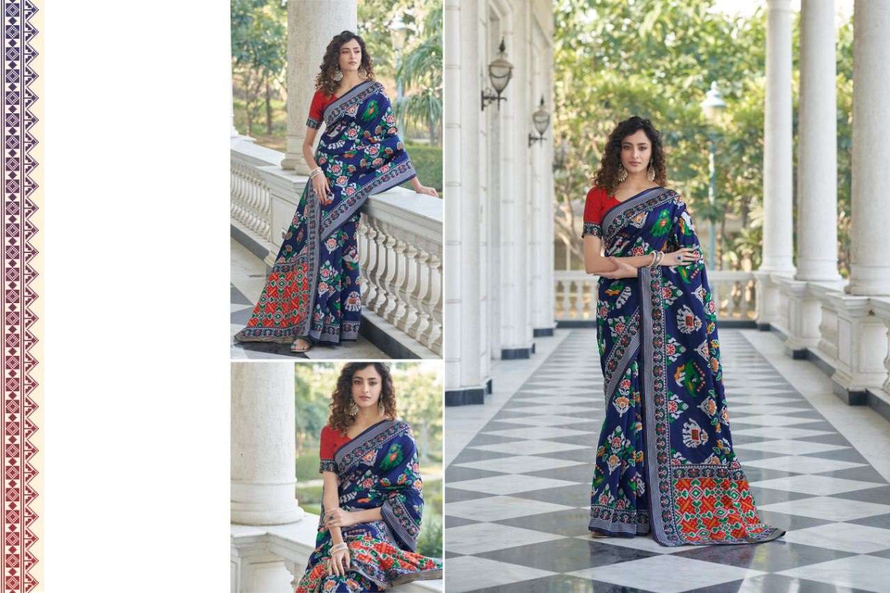 Navy Blue Patola Silk Festival Wear Saree collection 
