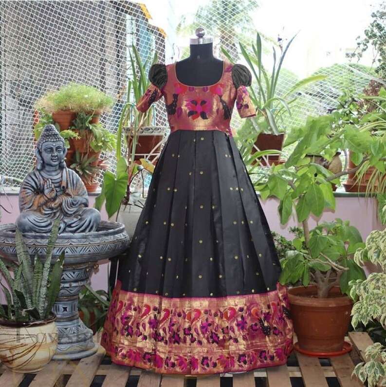 Buy Yana fab Womens wear Dola Silk and Patola Paithani Print with Foil  Work Maxi Long Gown Crimson at Amazonin