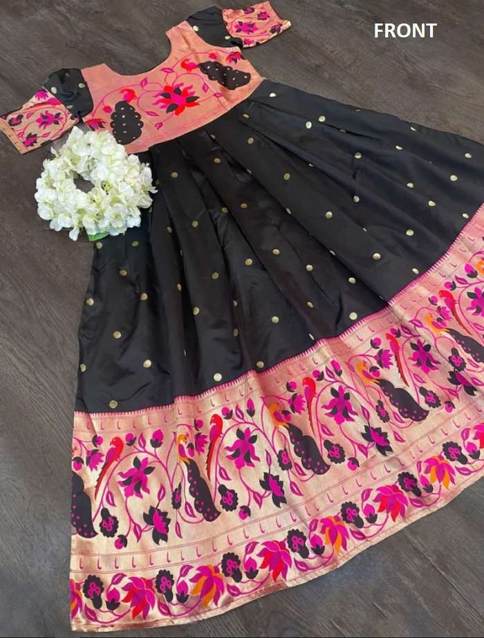 Paithani Black Gown Ethnic Wear Pure Silk Gown Wholesale Rate In Surat 