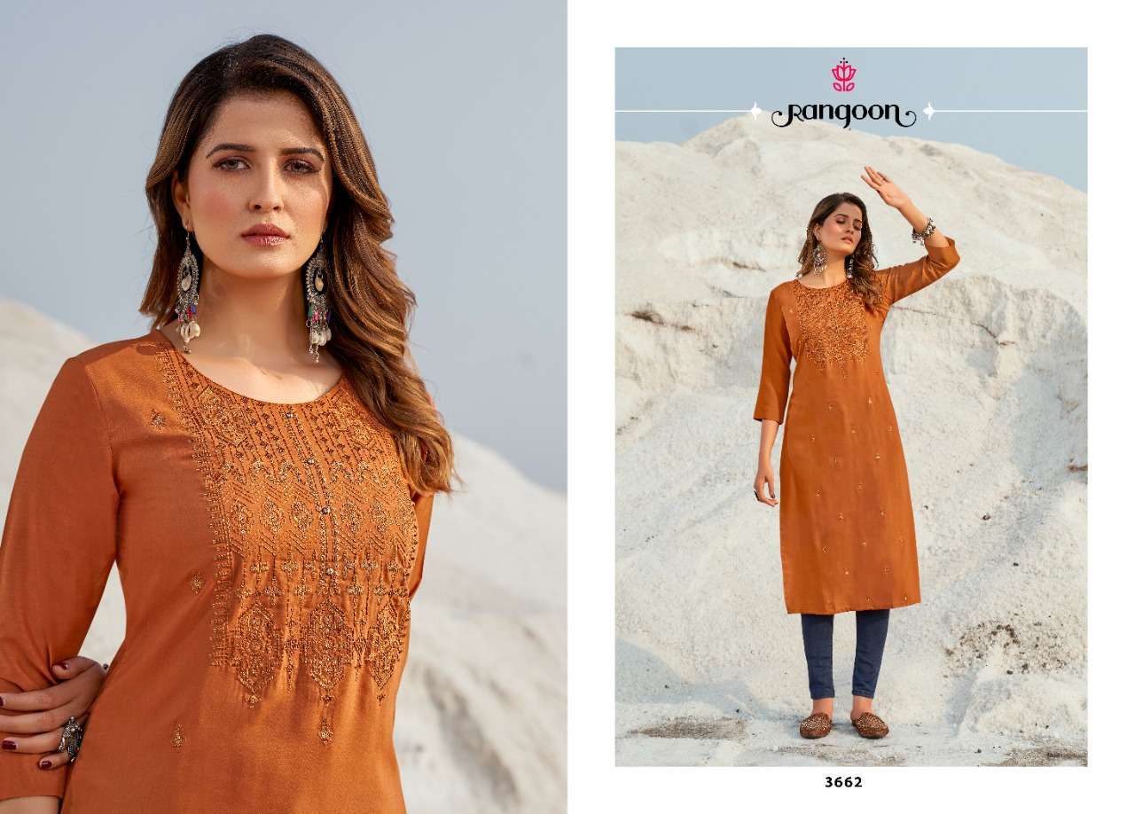 Rangoon Aktara Catalog Stylish Designer Wear Pure Muslin Kurtis 