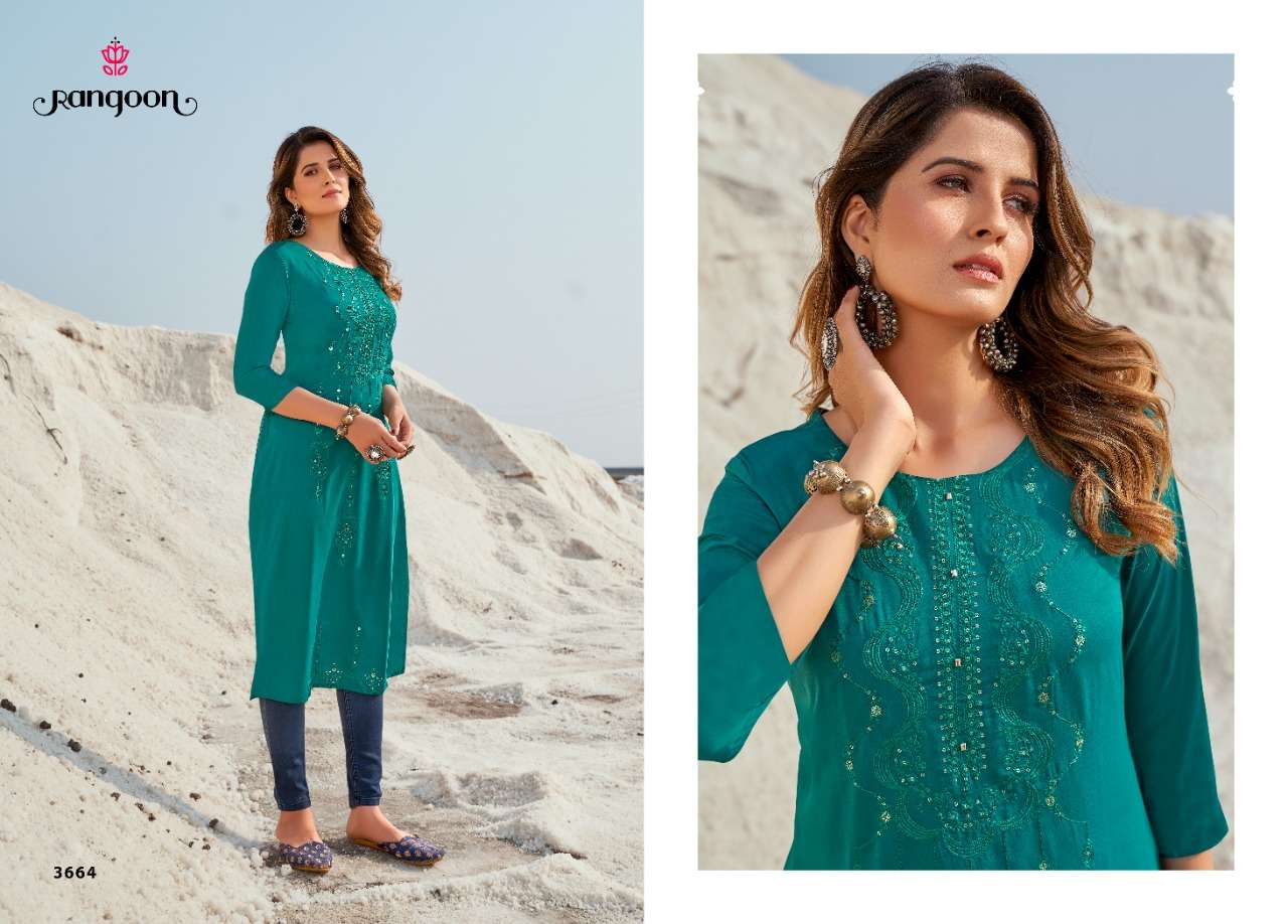 Rangoon Aktara Catalog Stylish Designer Wear Pure Muslin Kurtis 