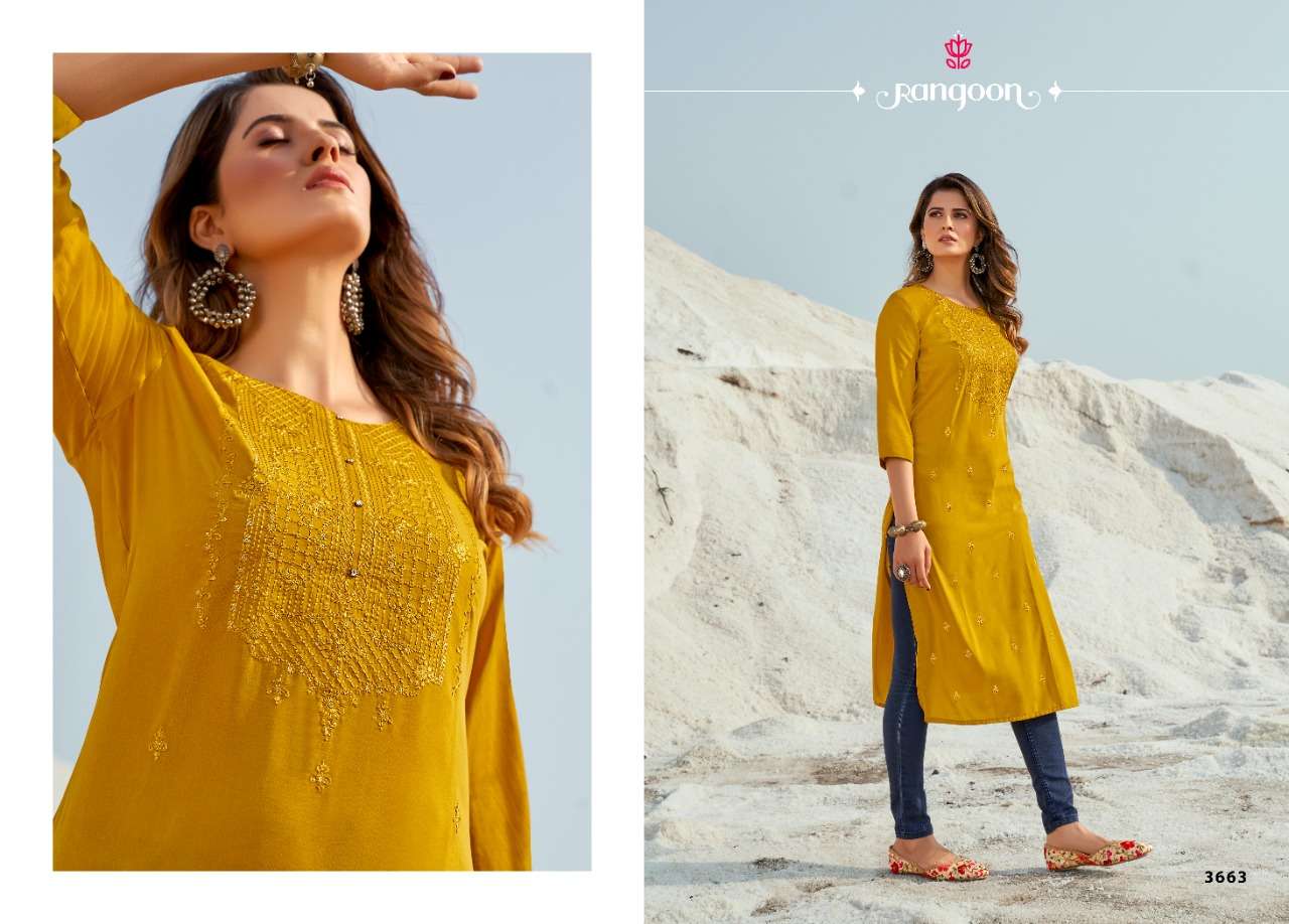 Rangoon Aktara Catalog Stylish Designer Wear Pure Muslin Kurtis 