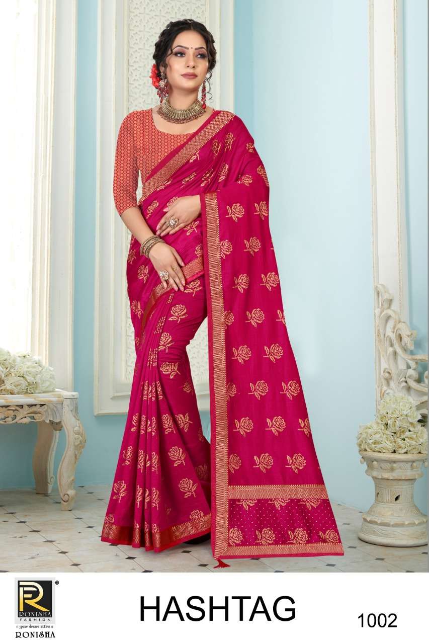 Ronisha Hashtag Catalog Festive Wear Vichitra Silk Sarees