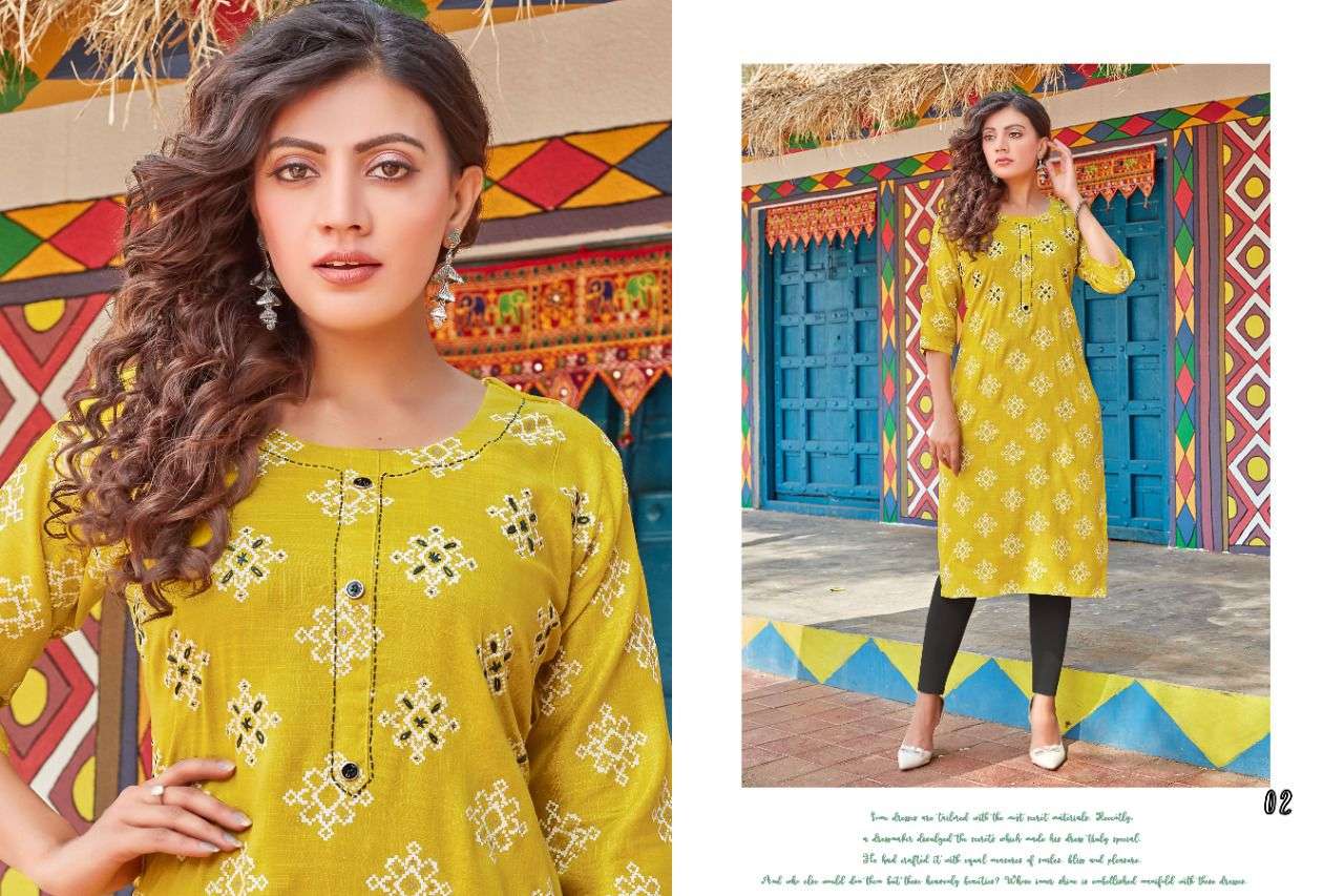 Rung Dipti  vol 2 catalog  Heavy Slub Casual Wear Printed Kurti 