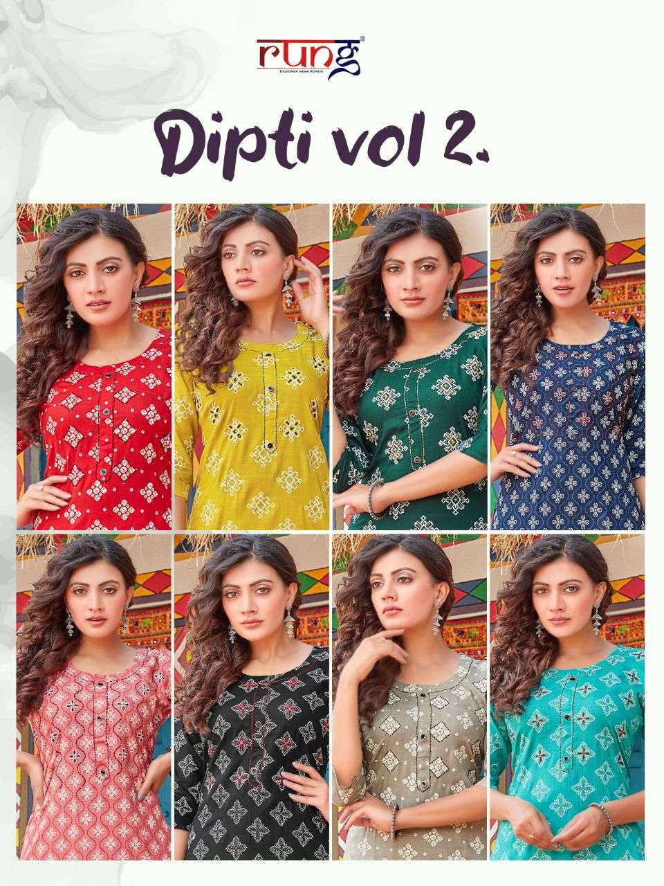 Rung Dipti  vol 2 catalog  Heavy Slub Casual Wear Printed Kurti 