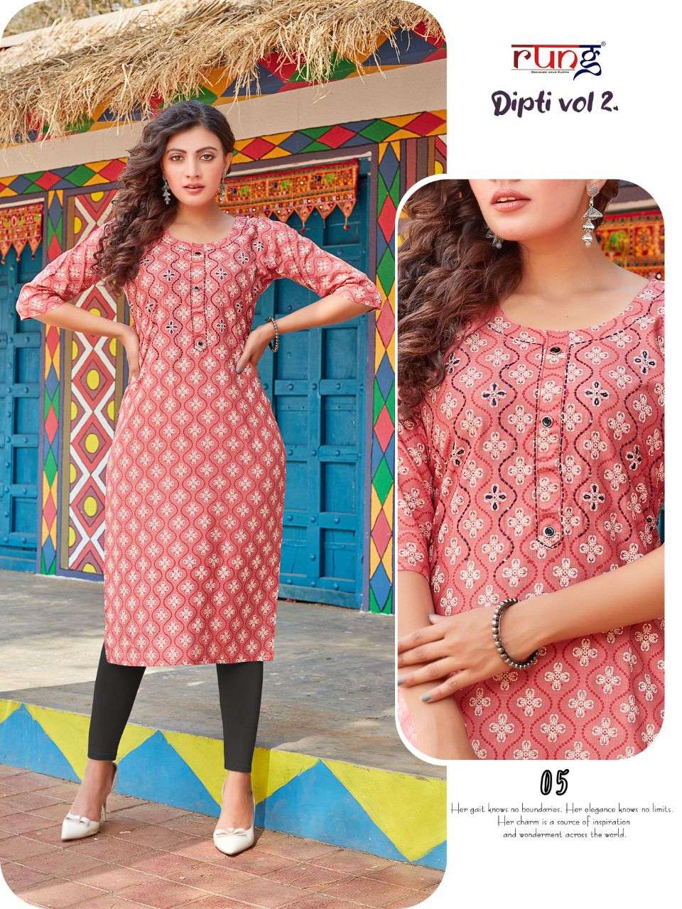 Rung Dipti  vol 2 catalog  Heavy Slub Casual Wear Printed Kurti 