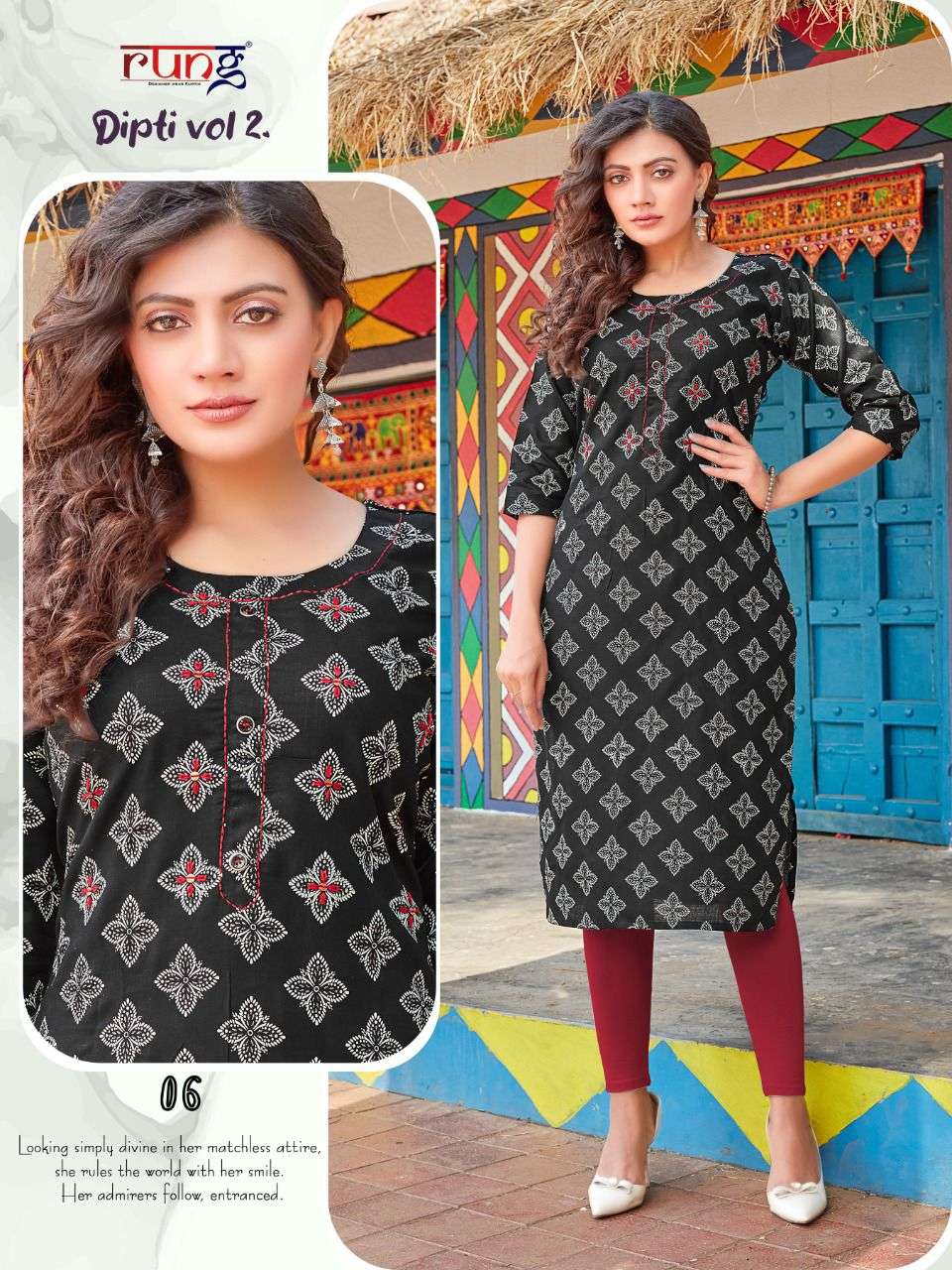Rung Dipti  vol 2 catalog  Heavy Slub Casual Wear Printed Kurti 