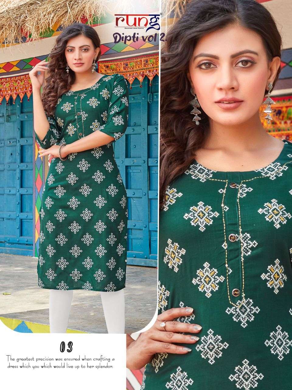 Rung Dipti  vol 2 catalog  Heavy Slub Casual Wear Printed Kurti 