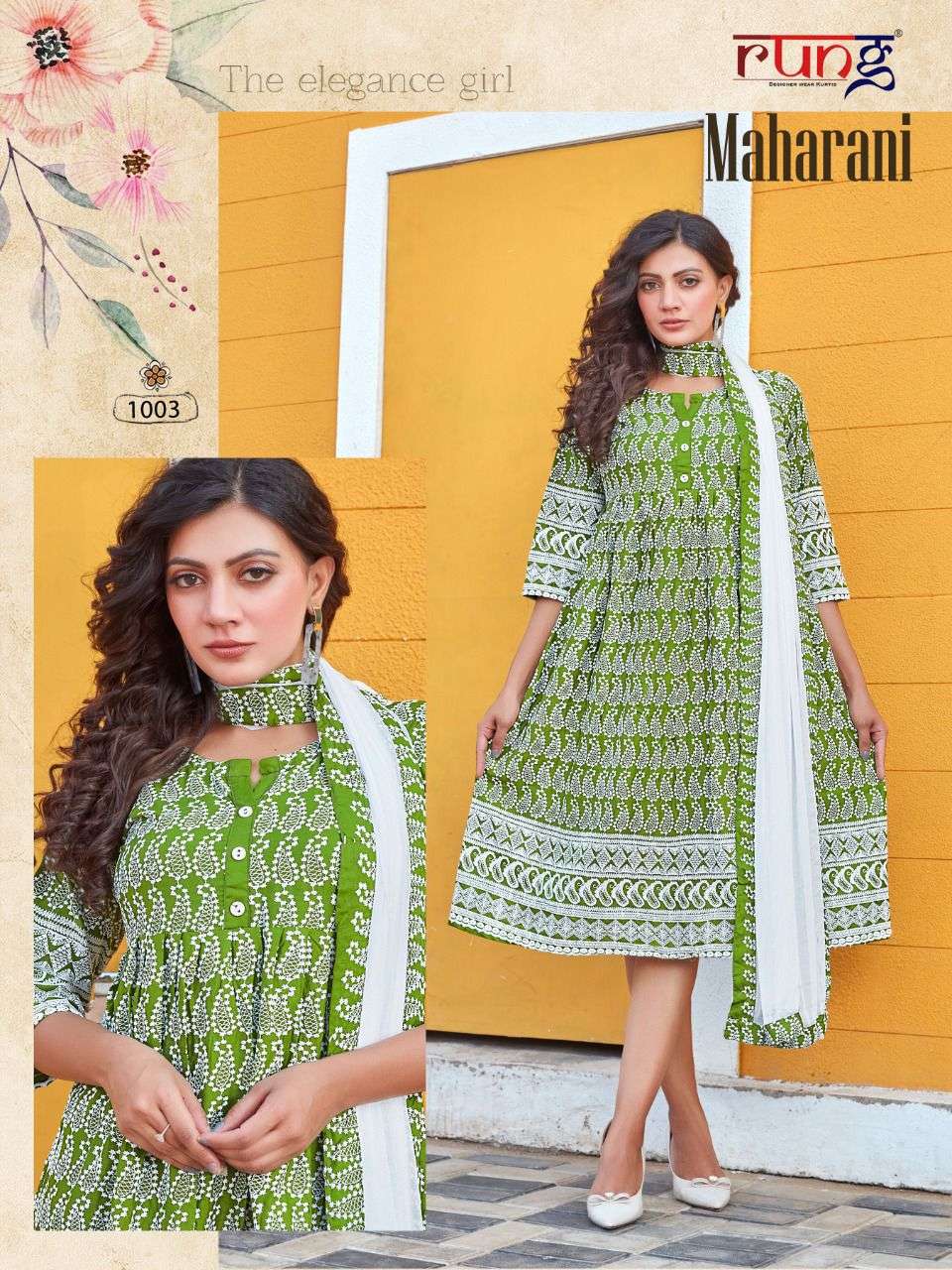 Rung Maharani Catalog Designer Wear Chikan Rayon Kurti With Dupatta 