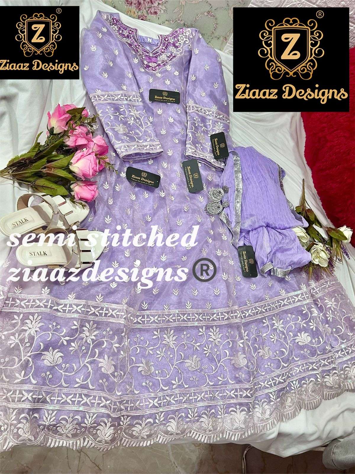 Ziaaz Design Noor Lavendar Exclusive Wear Pakistani Salwar Suits 