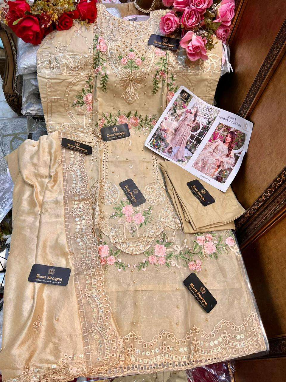 Ziaaz Dn. Maria B Summer Collection Party Wear Cotton Embroidery Pakistani Suits