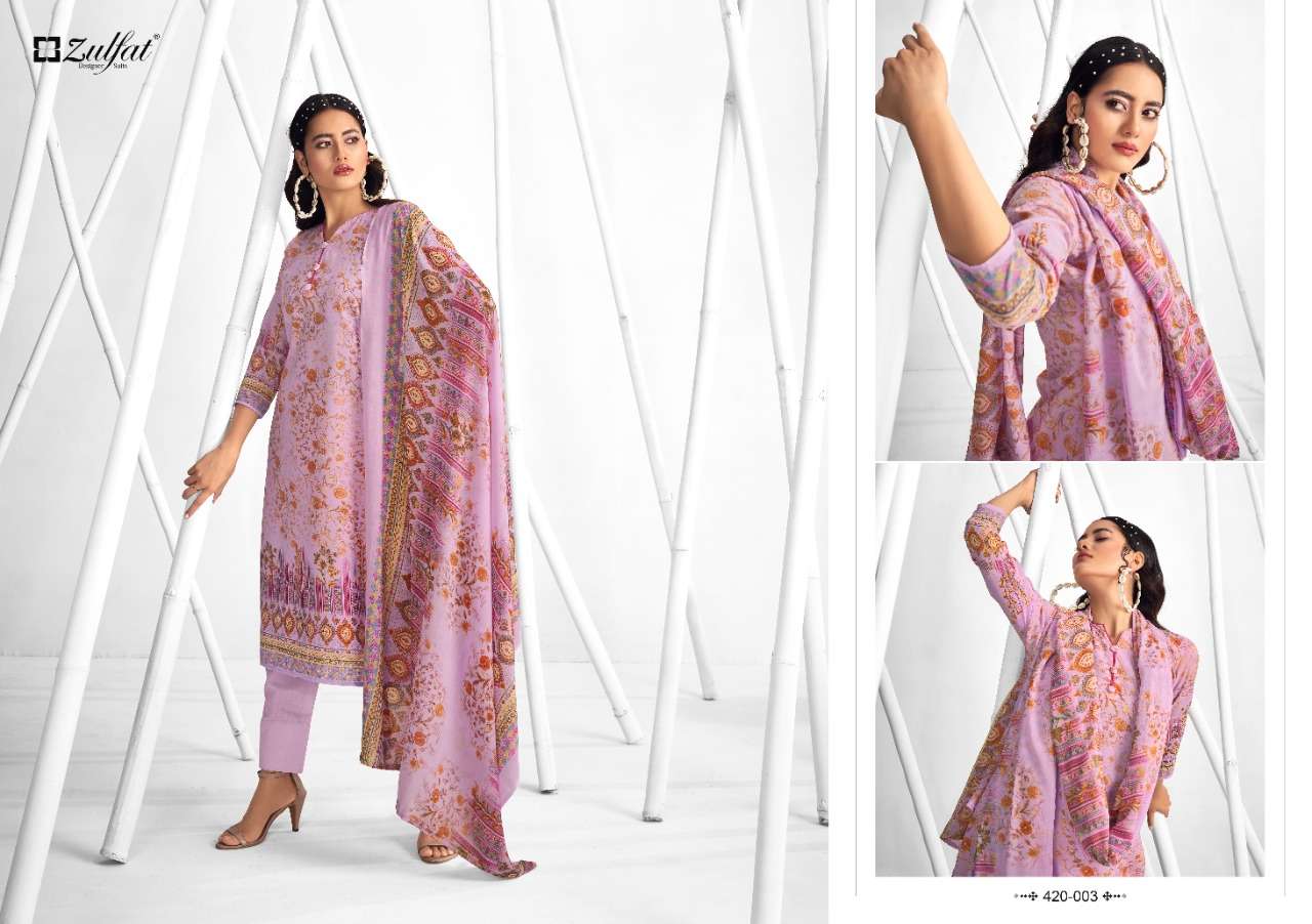 Zulfat Shaheen Catalog Stylish Designer Wear Pure Cotton Printed Dress Materials