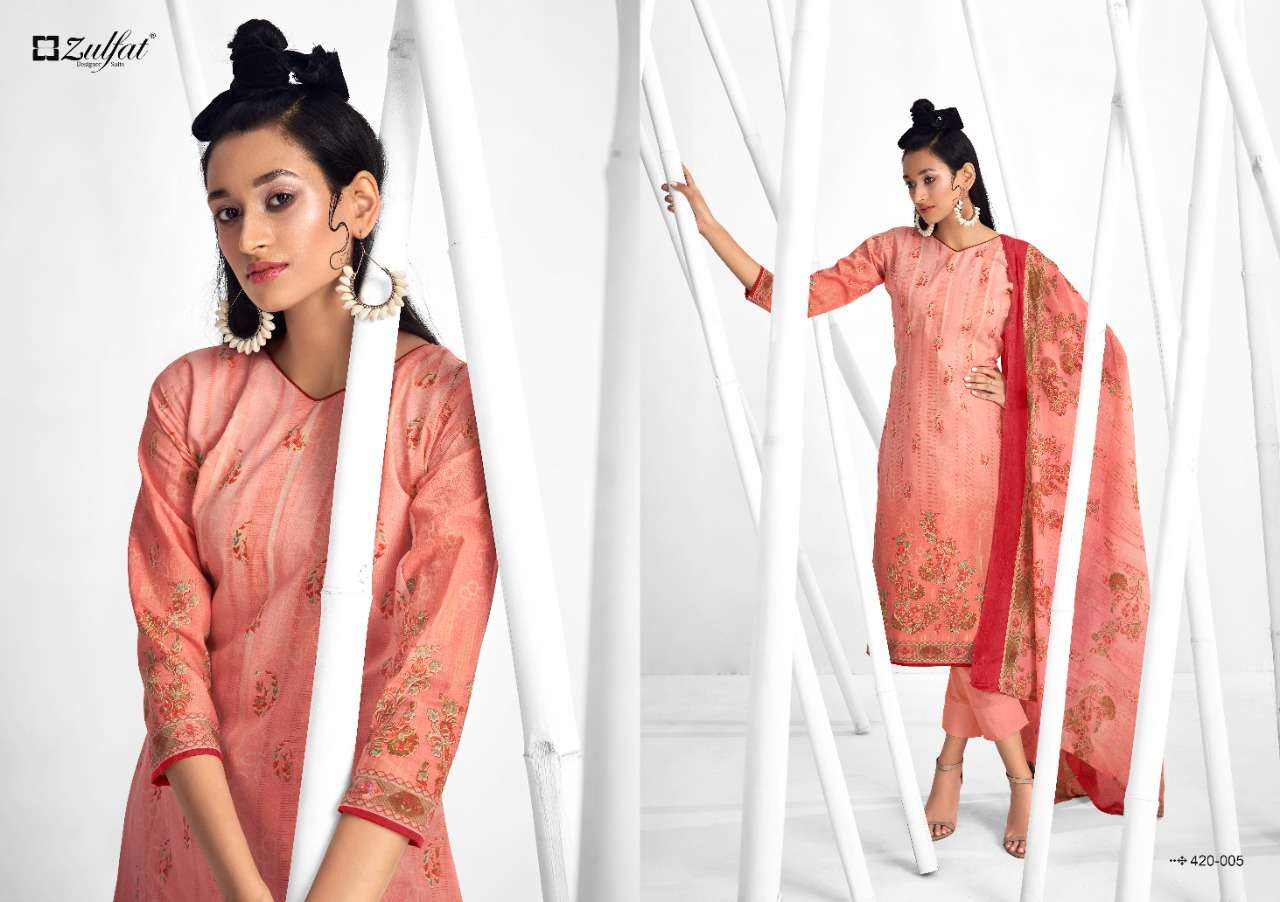 Zulfat Shaheen Catalog Stylish Designer Wear Pure Cotton Printed Dress Materials