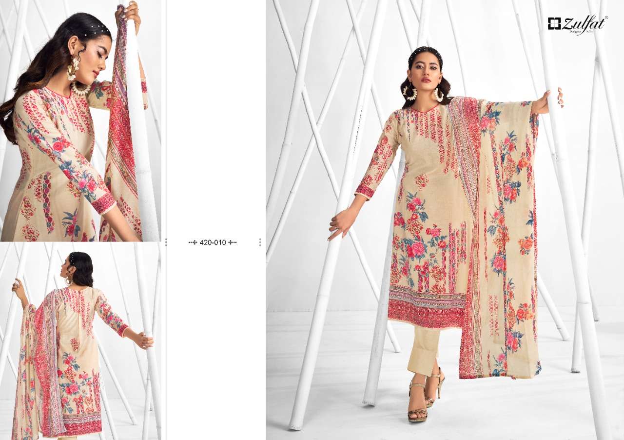 Zulfat Shaheen Catalog Stylish Designer Wear Pure Cotton Printed Dress Materials