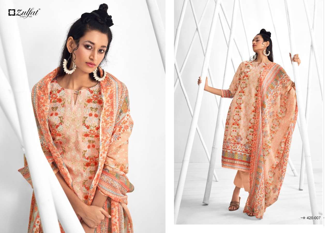 Zulfat Shaheen Catalog Stylish Designer Wear Pure Cotton Printed Dress Materials