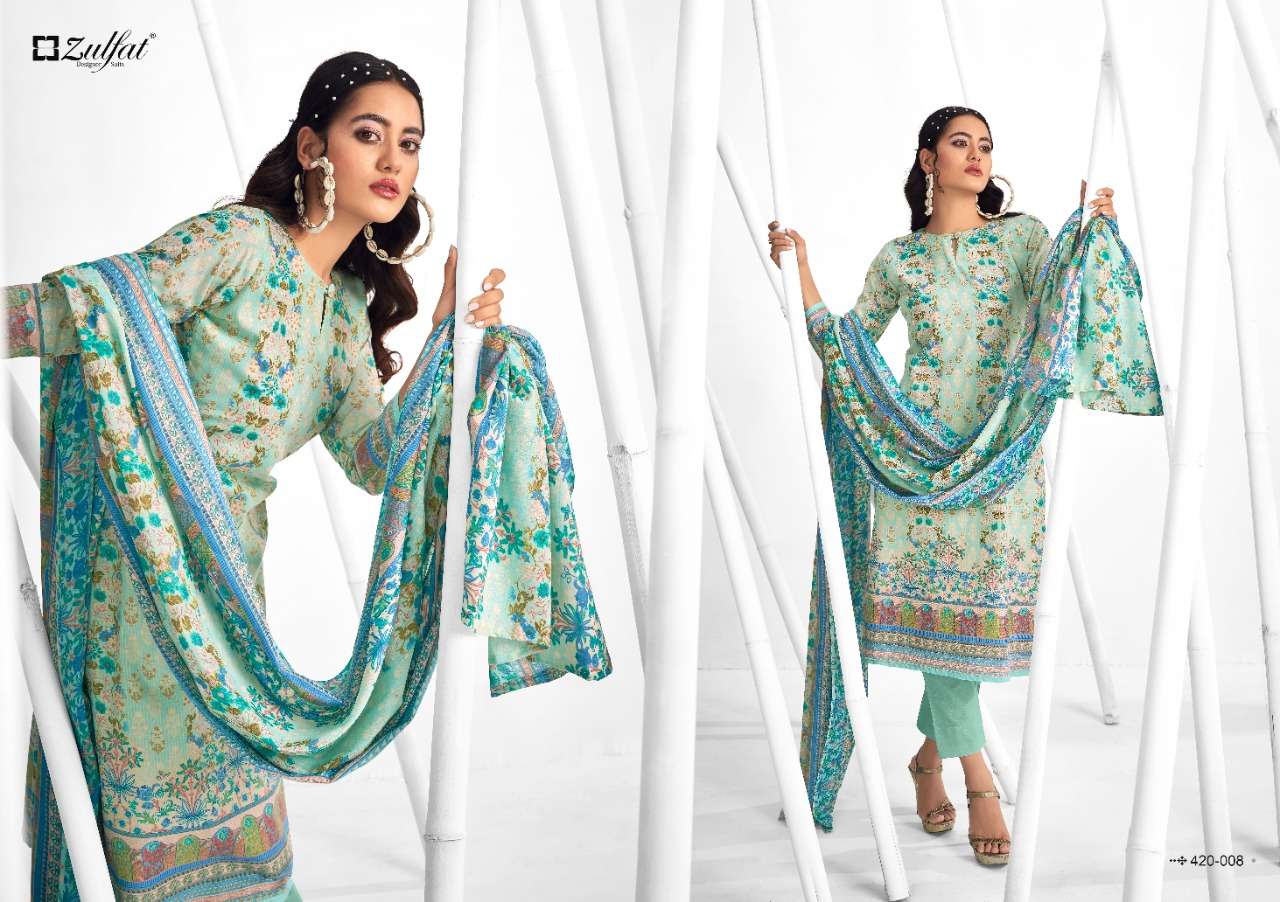 Zulfat Shaheen Catalog Stylish Designer Wear Pure Cotton Printed Dress Materials