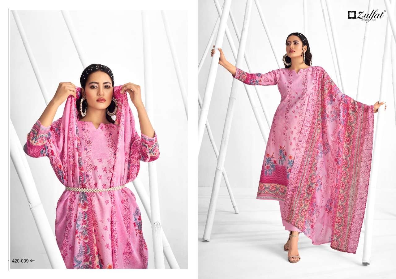 Zulfat Shaheen Catalog Stylish Designer Wear Pure Cotton Printed Dress Materials