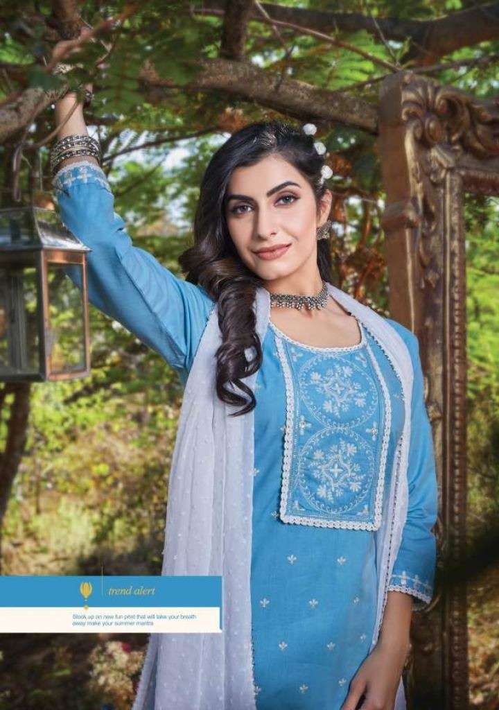 KIANA LUCKNOWI VOL 3 COTTON LUCKNOWI WORK FESTIVE WEAR KURTI PANT WITH DUPATTA READYMADE COLLECTION