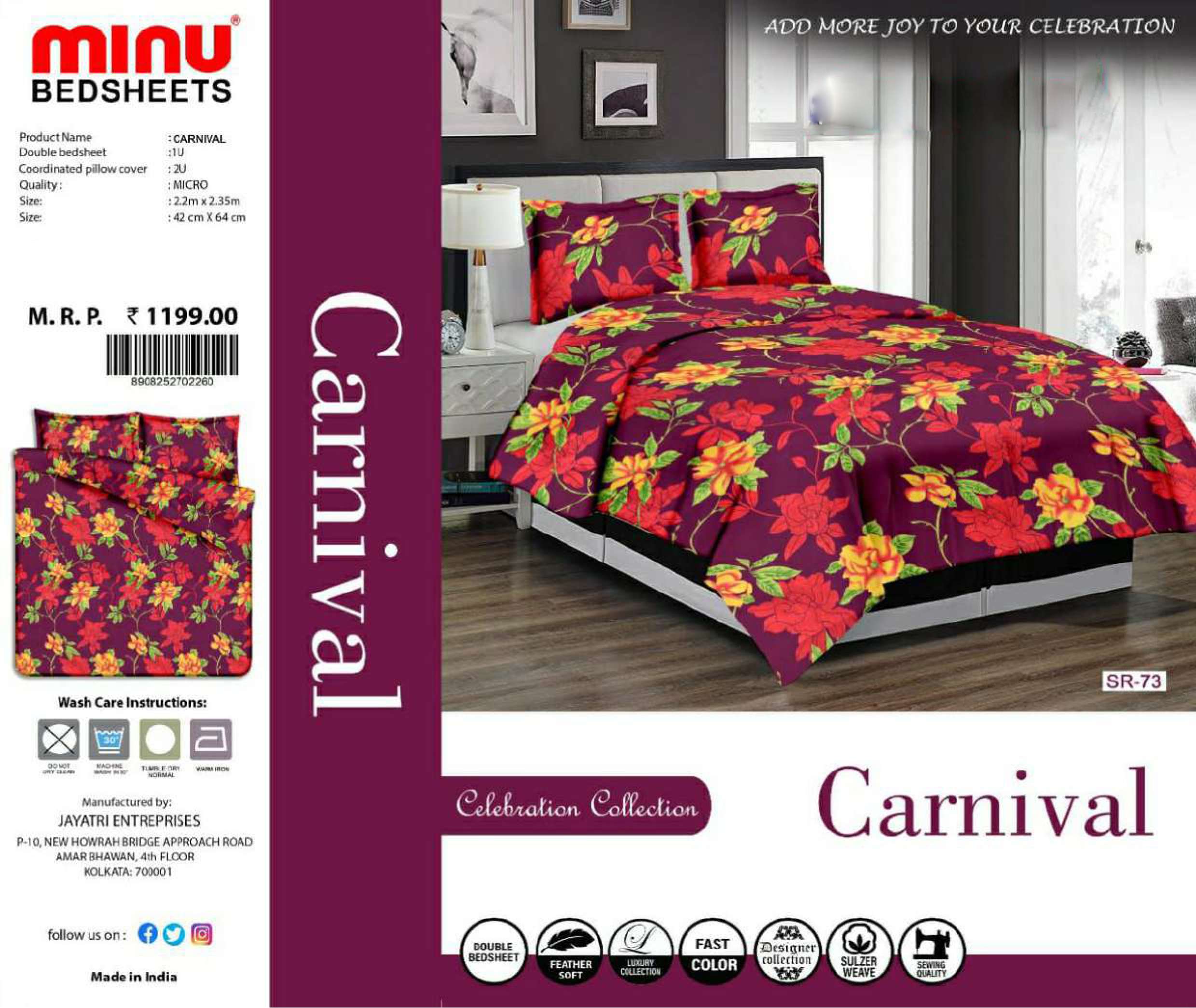 Minu Carnival Poly Cotton Bedsheet-12P Catalogue