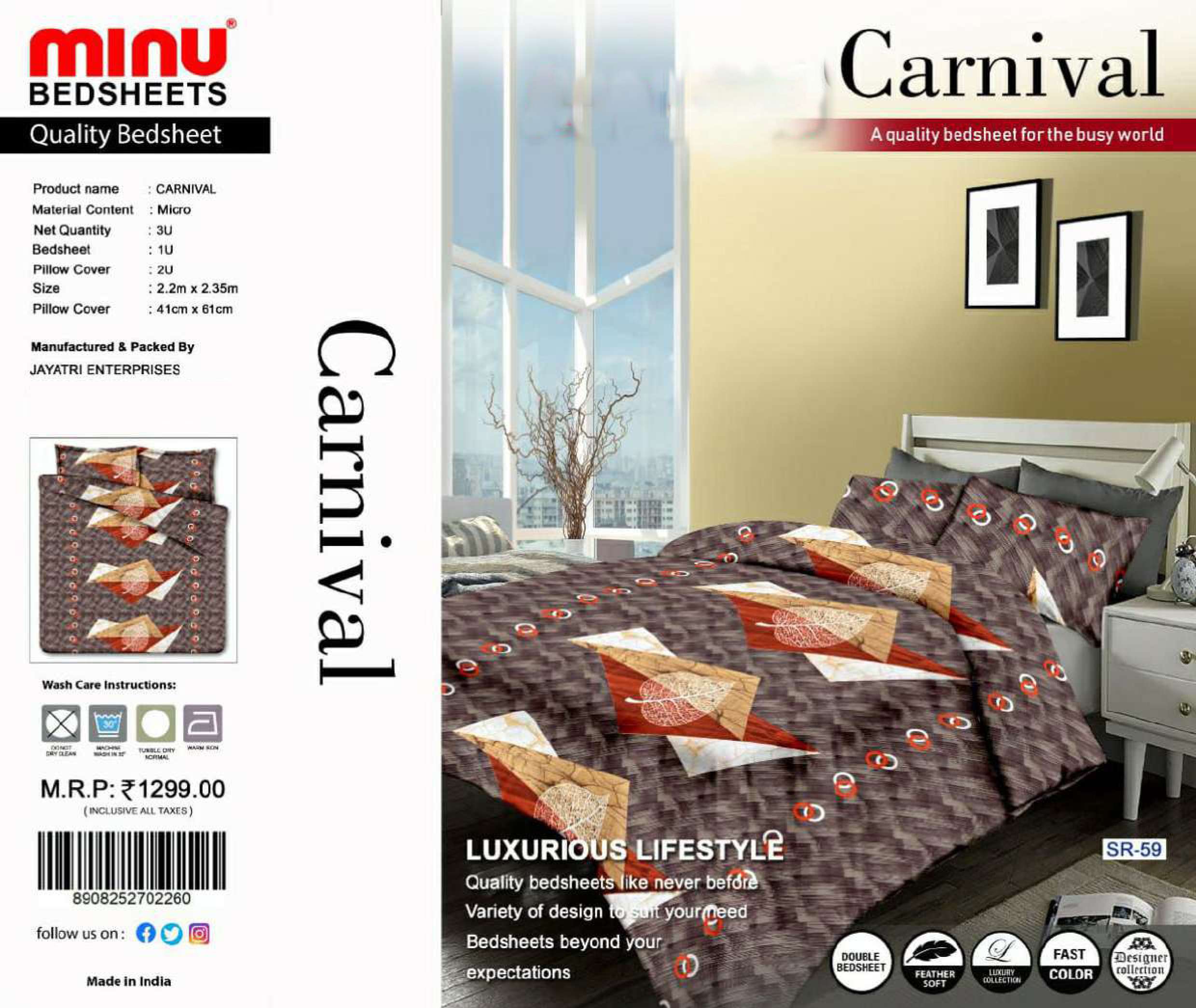 Minu Carnival Poly Cotton Bedsheet-12P Catalogue