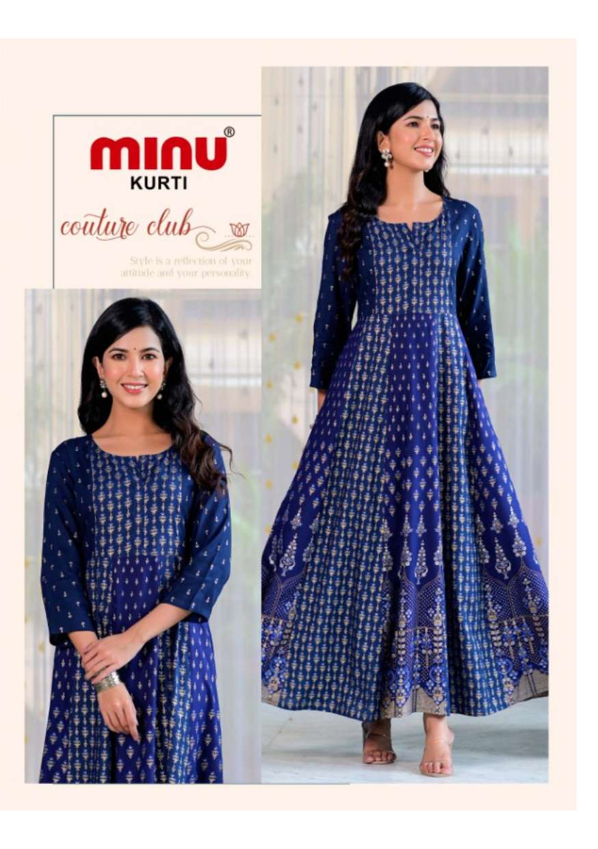 Minu CHOCOLATE Vol-4 Rayon Anarkali Kurtis-4P Catalogue