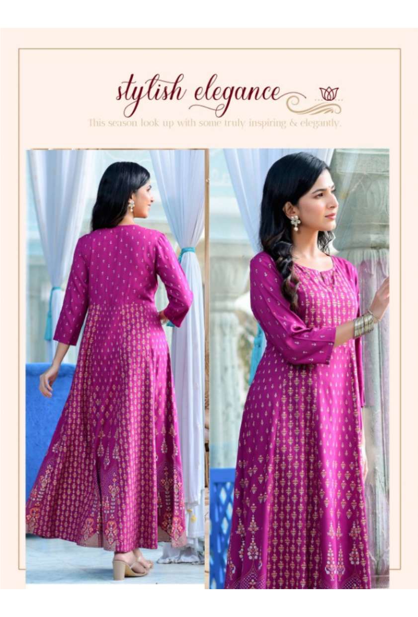 Minu CHOCOLATE Vol-4 Rayon Anarkali Kurtis-4P Catalogue