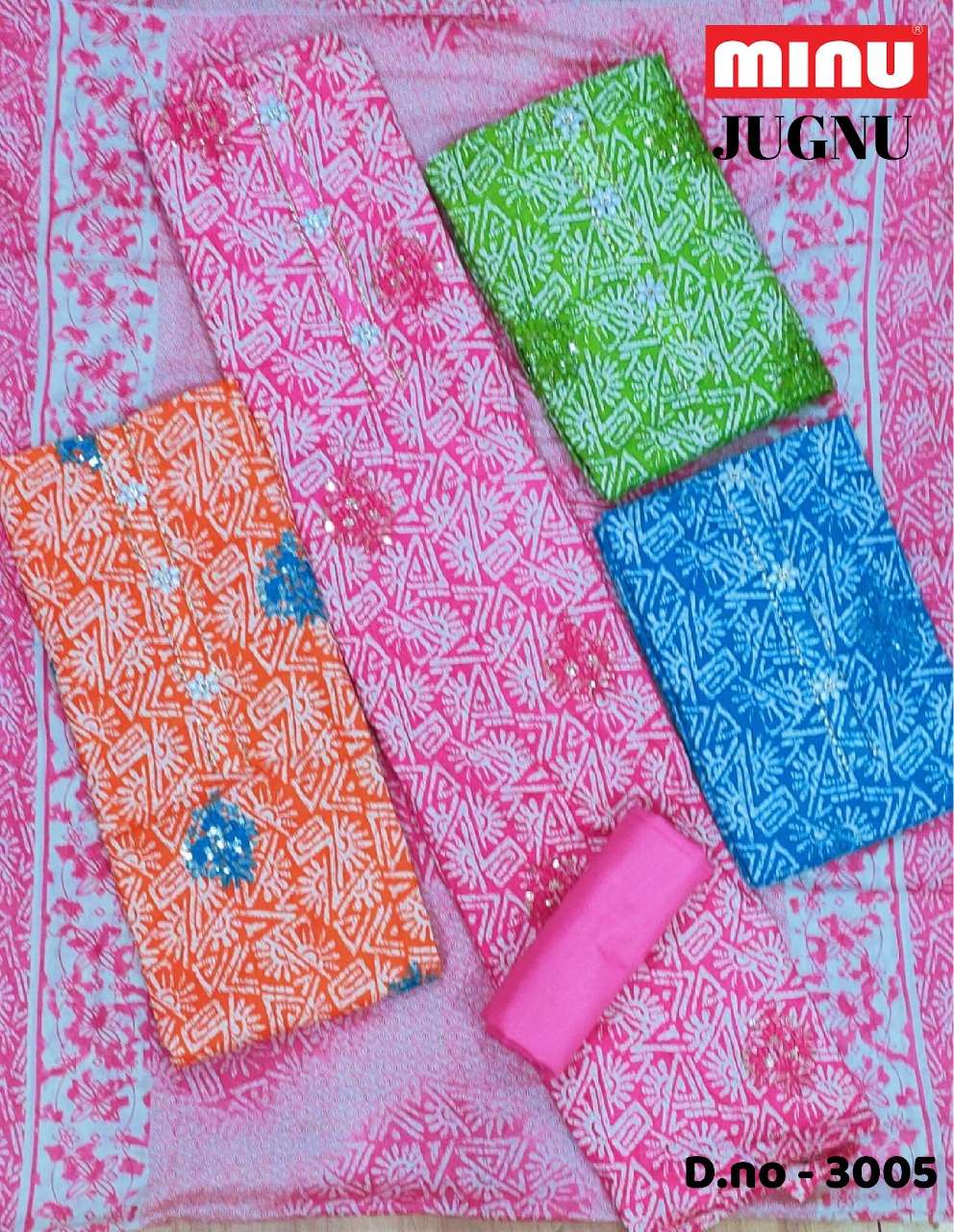 Minu JUGNU Exclusive Cotton Embroidered Dress Material-20P Catalogue