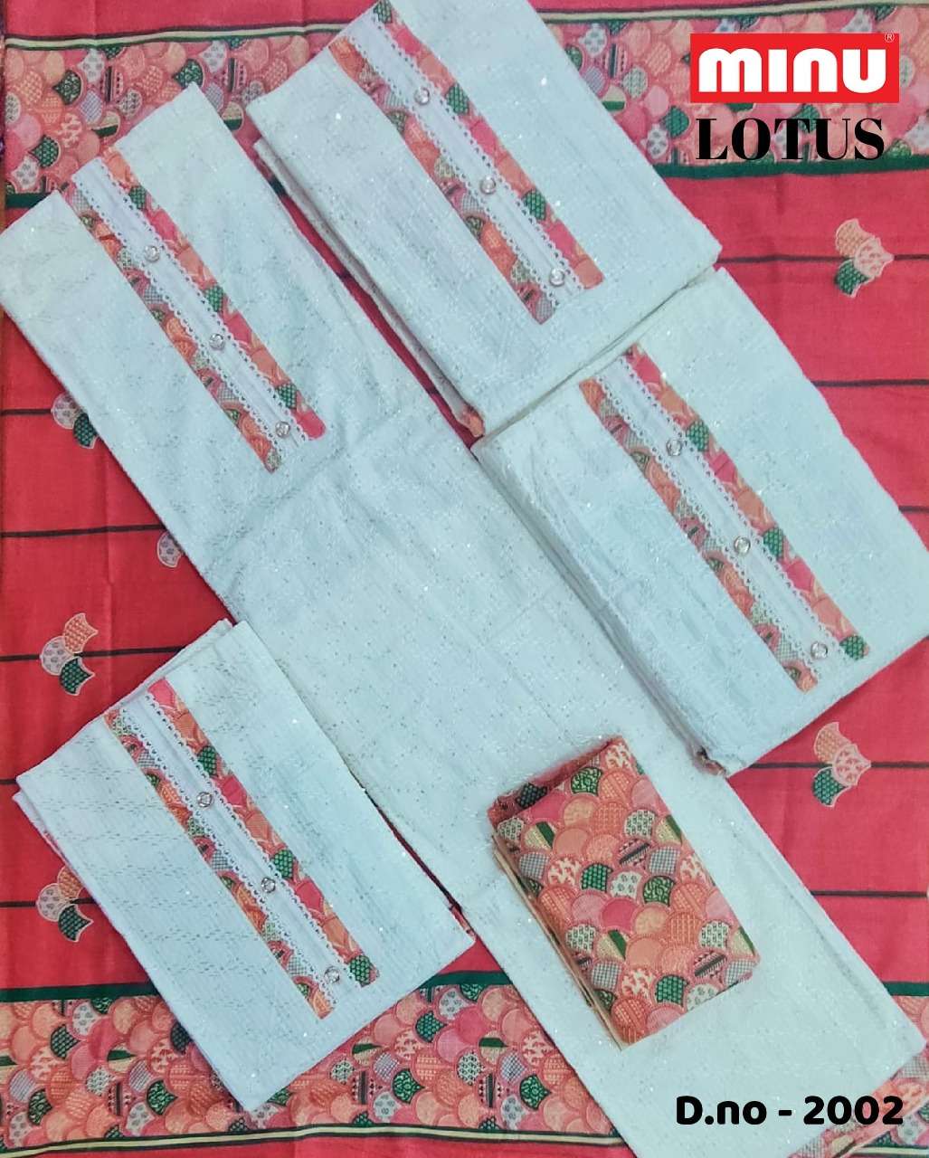 Minu LOTUS Exclusive Cotton Embroidered Sequence Work Dress Material-20P Catalogue