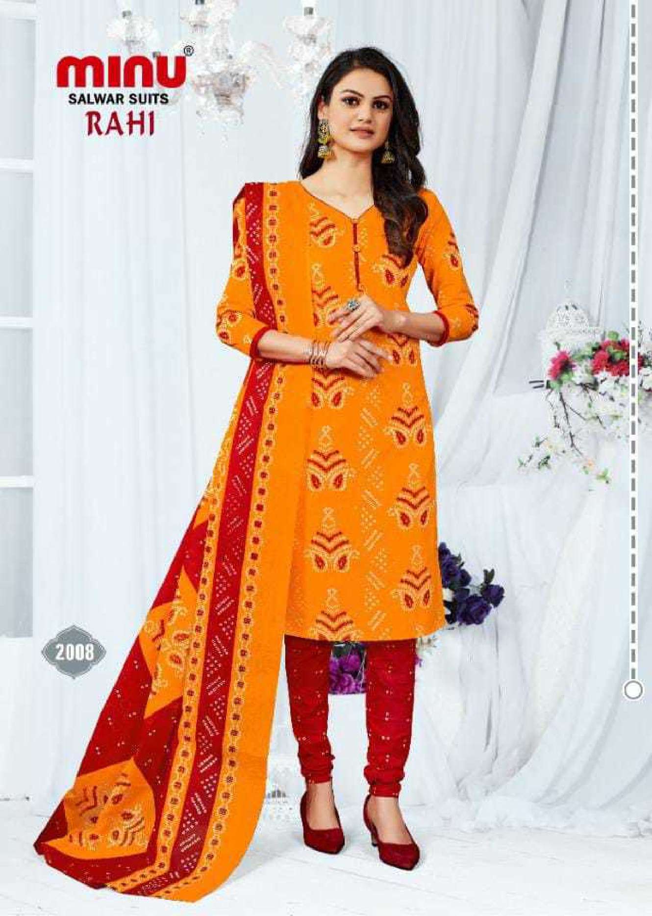 Minu Rahi Bandhni Cotton Dress Material-8P Catalogue