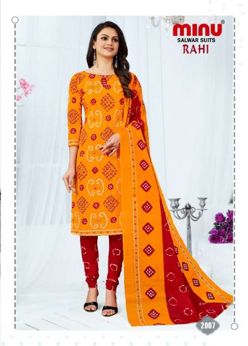 Minu Rahi Bandhni Cotton Dress Material-8P Catalogue