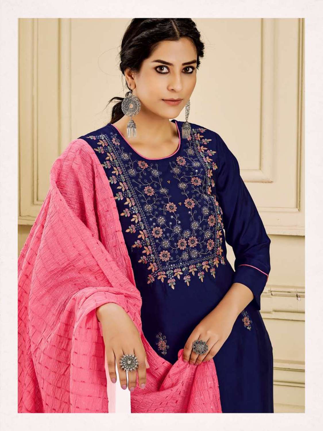 Minu Saanjh Satin Embroidered Kurti Combo -6P Catalogue