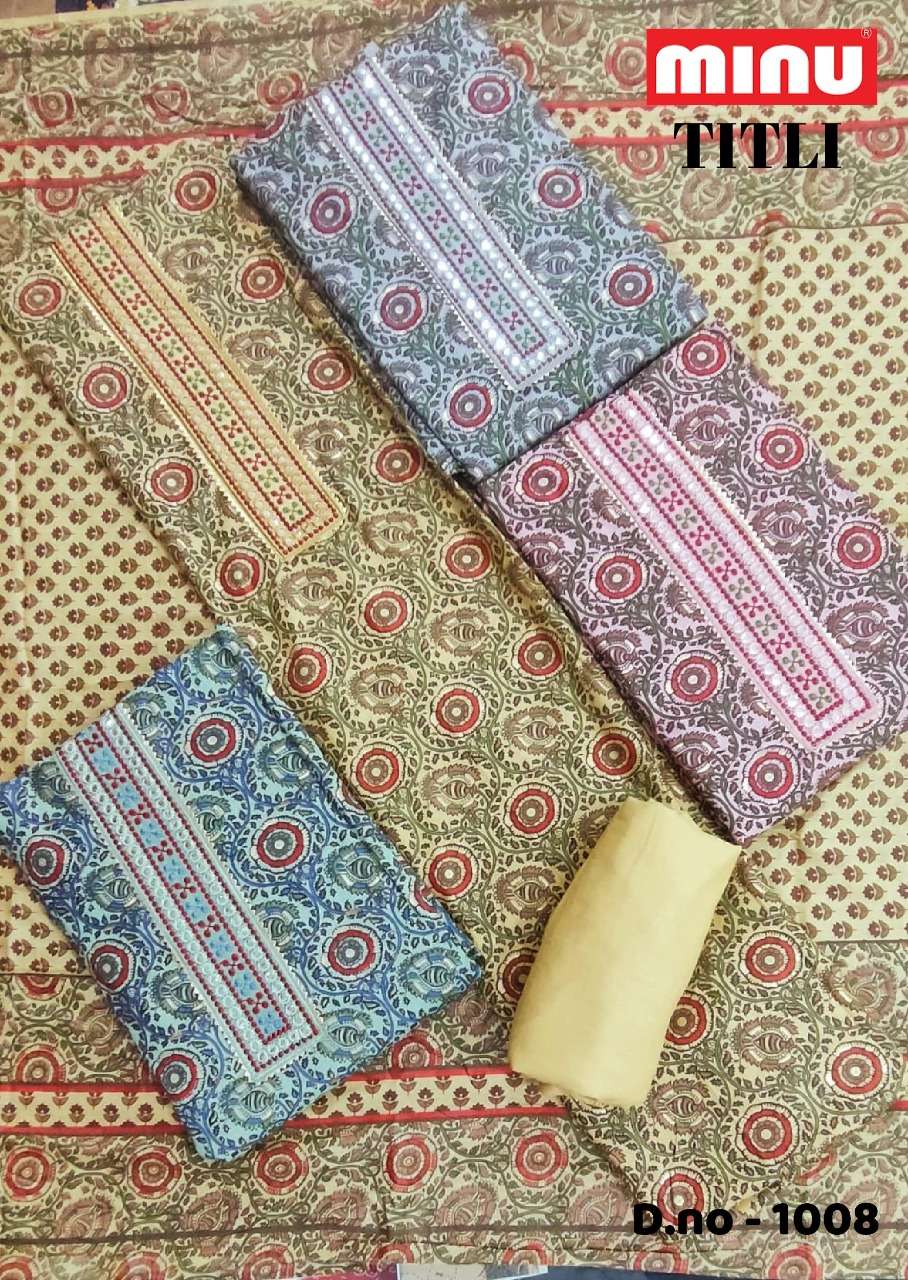 Minu TITLI Exclusive Cotton Embroidery Dress Material-20P Catalogue