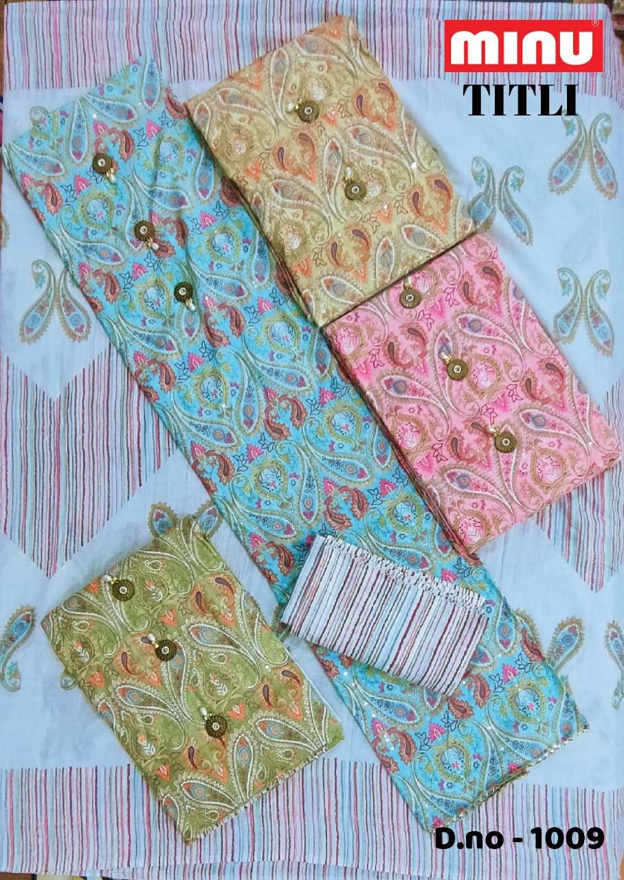 Minu TITLI Exclusive Cotton Embroidery Dress Material-20P Catalogue