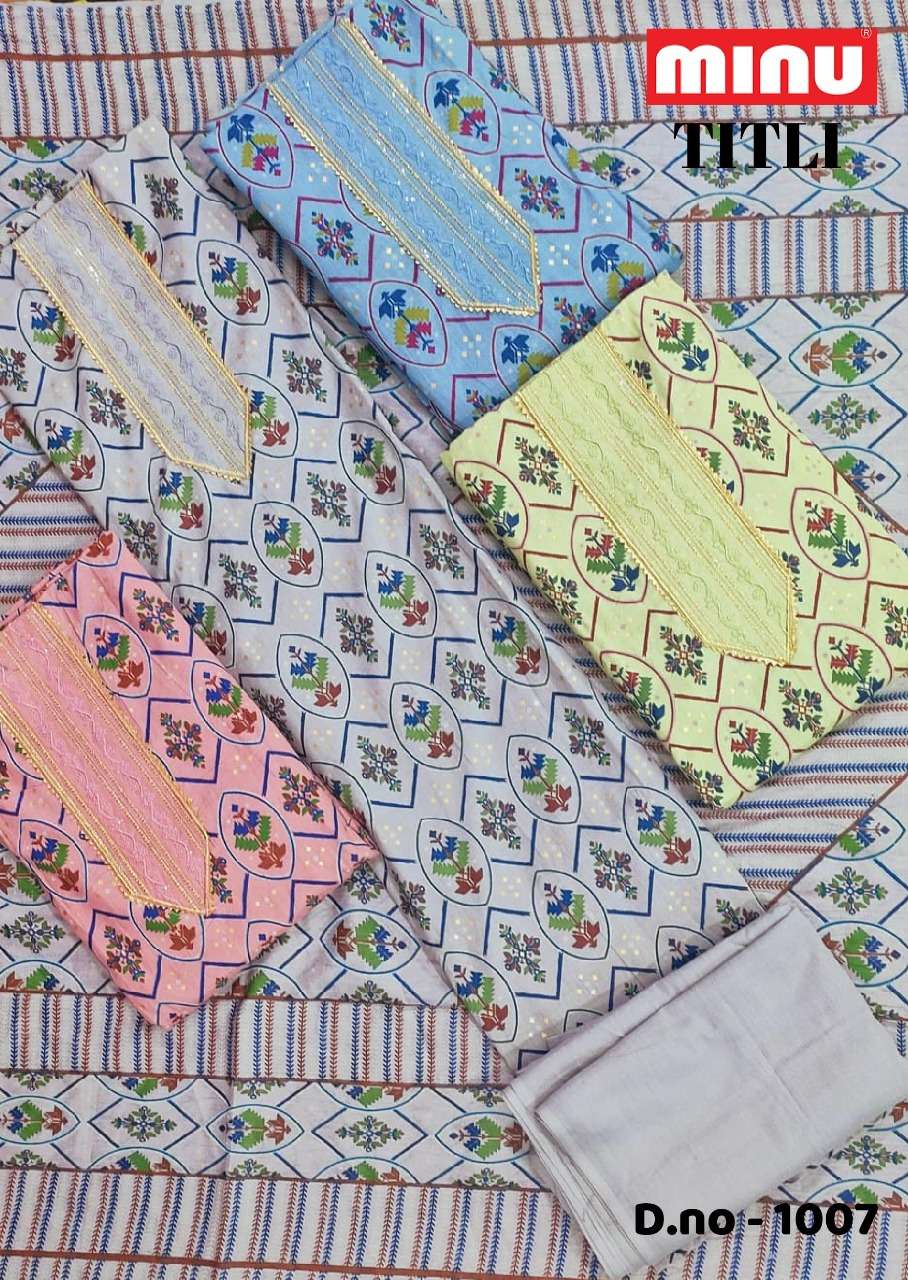 Minu TITLI Exclusive Cotton Embroidery Dress Material-20P Catalogue