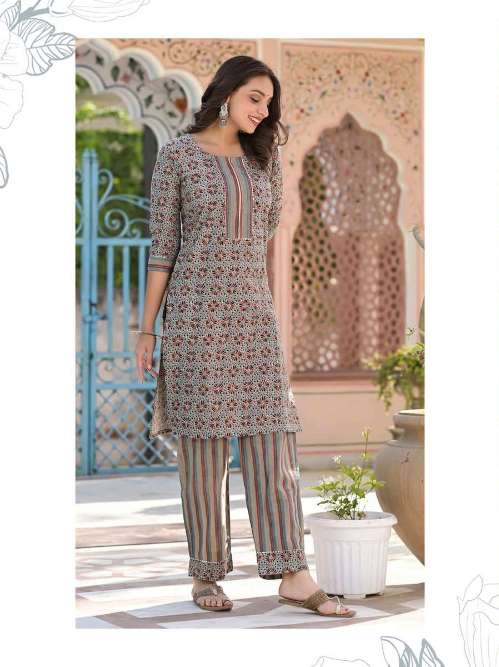 Minu Urvashi Cotton Kurtis With Pant Combo Catalogue-5P