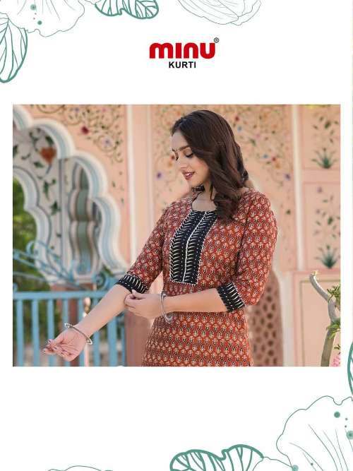 Minu Urvashi Cotton Kurtis With Pant Combo Catalogue-5P