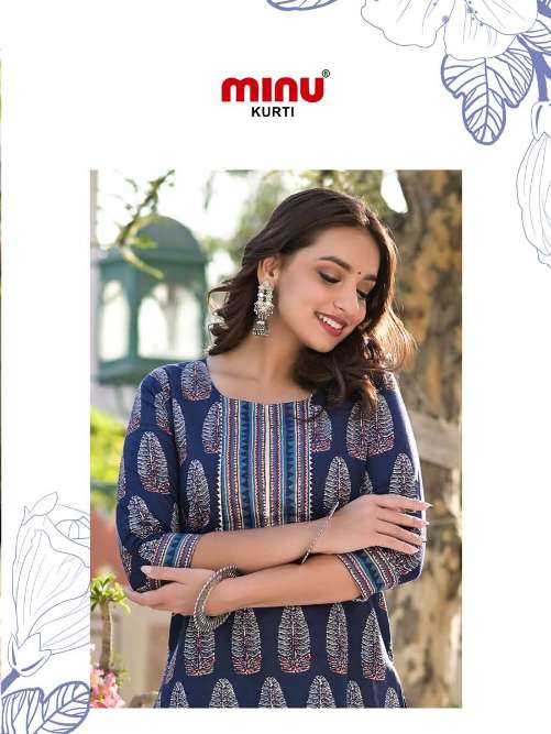 Minu Urvashi Cotton Kurtis With Pant Combo Catalogue-5P