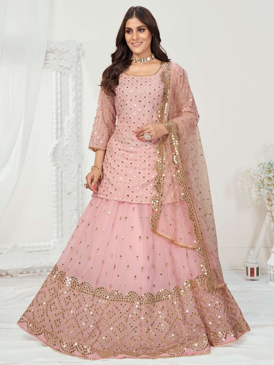Mirror Pink Lehenga Choli