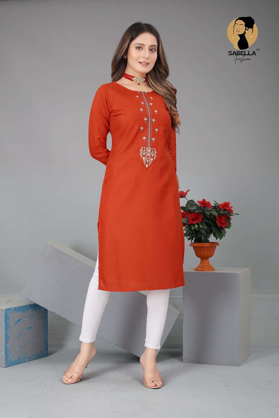 orange couple kurta + Kurti (combo)