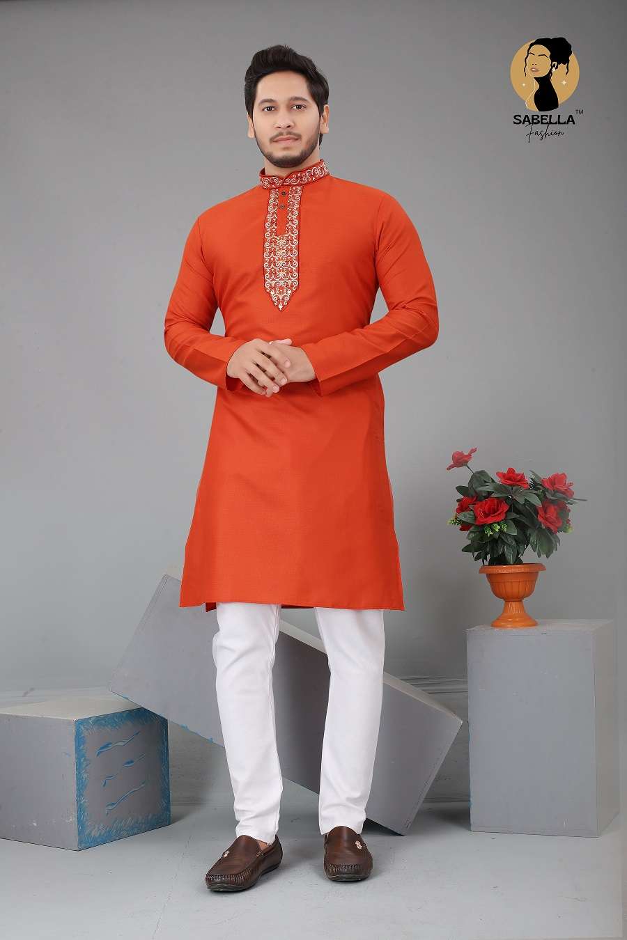 orange couple kurta + Kurti (combo)