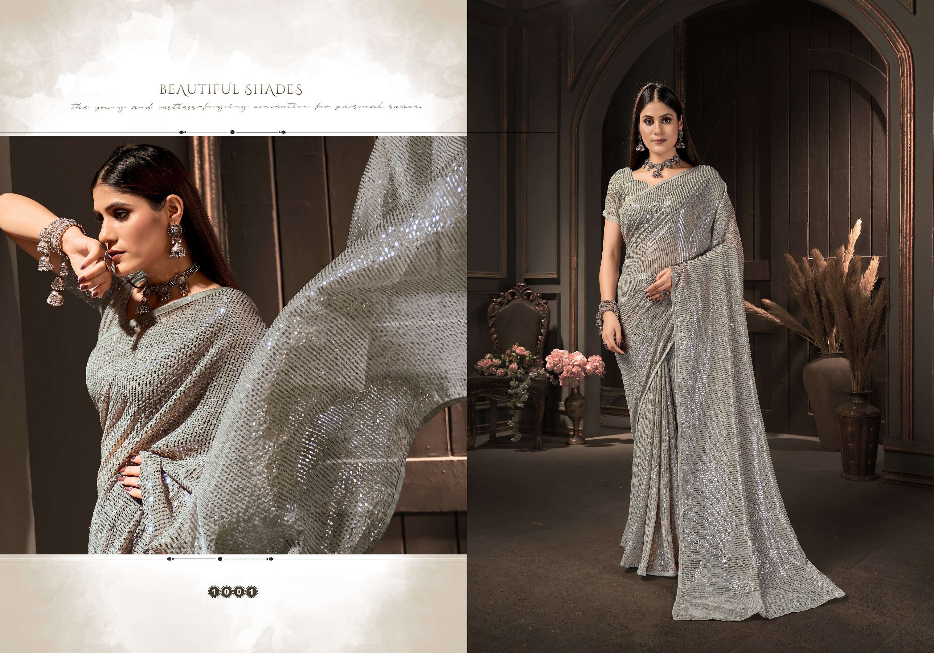 Saroj Chit Chor Vol-4 Heavy Georgette with Sequence. Bollywood Style sarees.