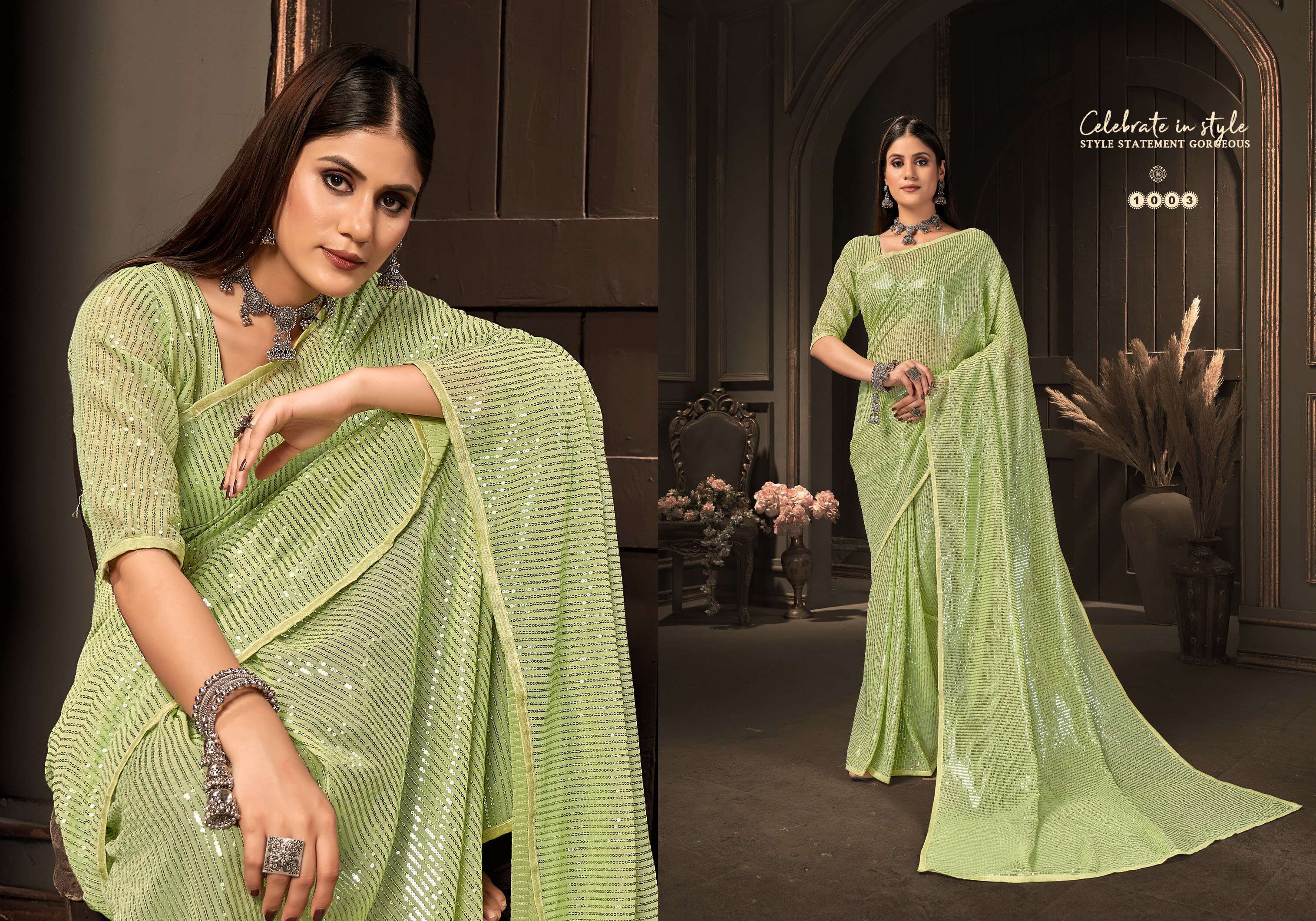 Saroj Chit Chor Vol-4 Heavy Georgette with Sequence. Bollywood Style sarees.