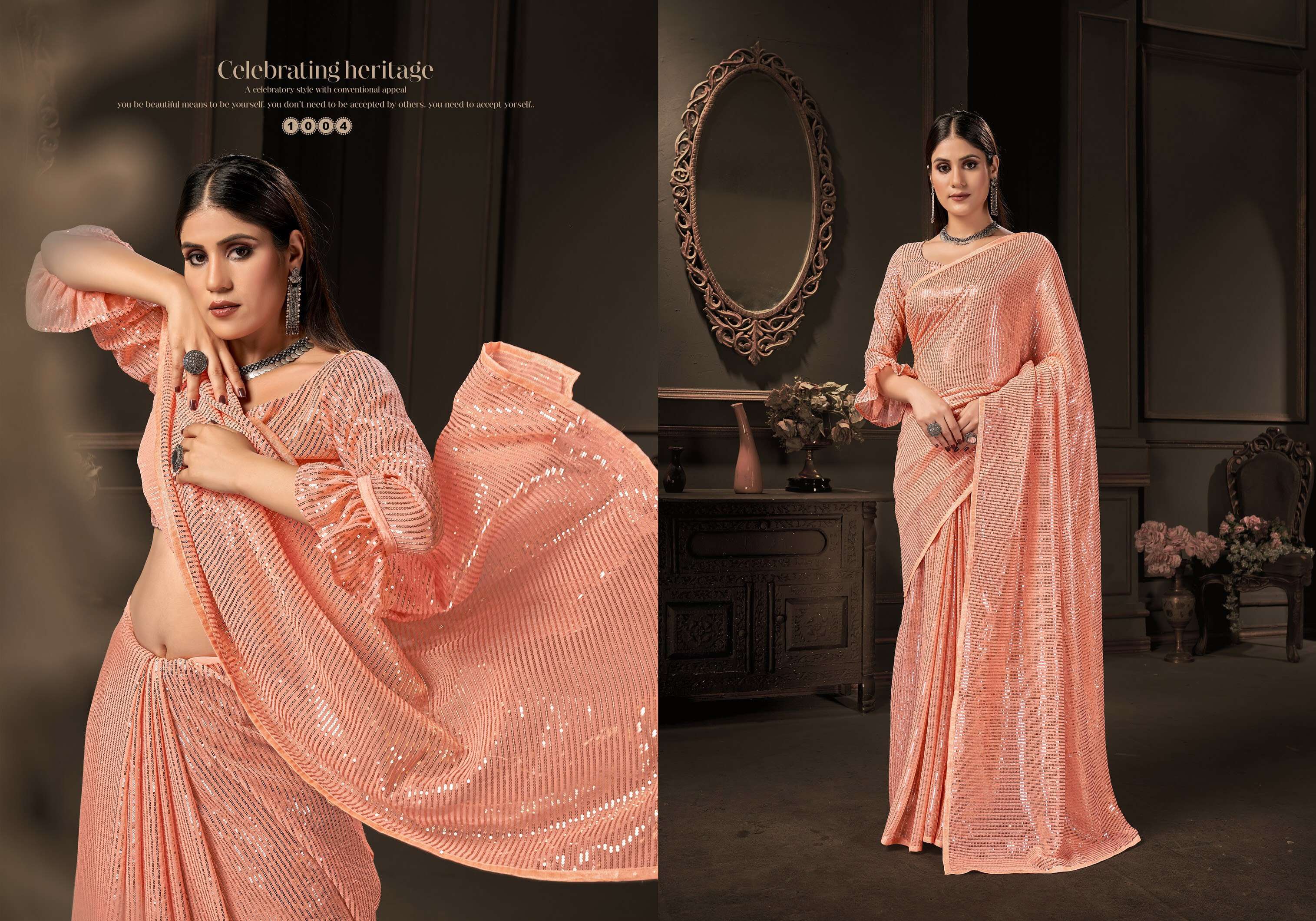 Saroj Chit Chor Vol-4 Heavy Georgette with Sequence. Bollywood Style sarees.