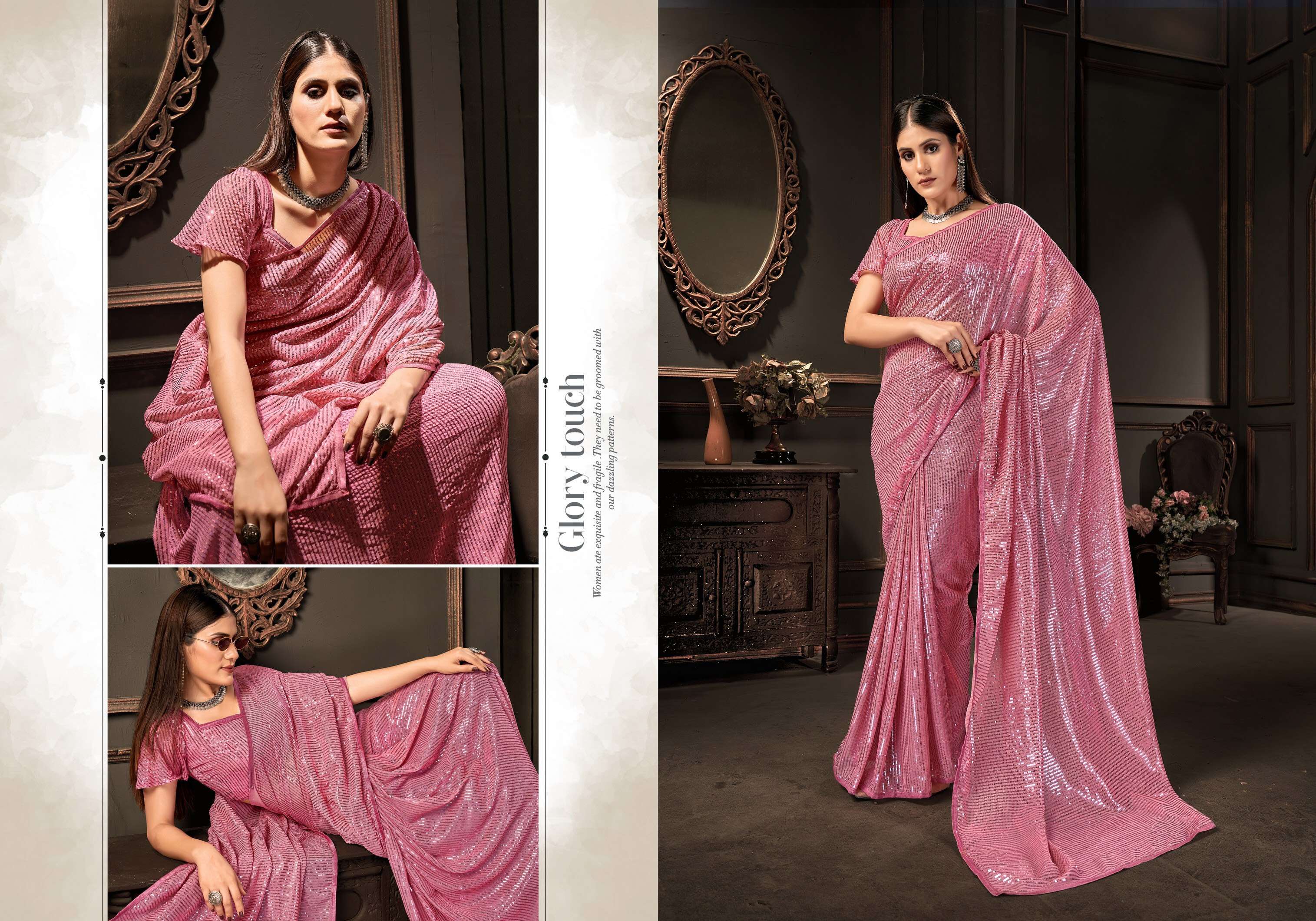 Saroj Chit Chor Vol-4 Heavy Georgette with Sequence. Bollywood Style sarees.