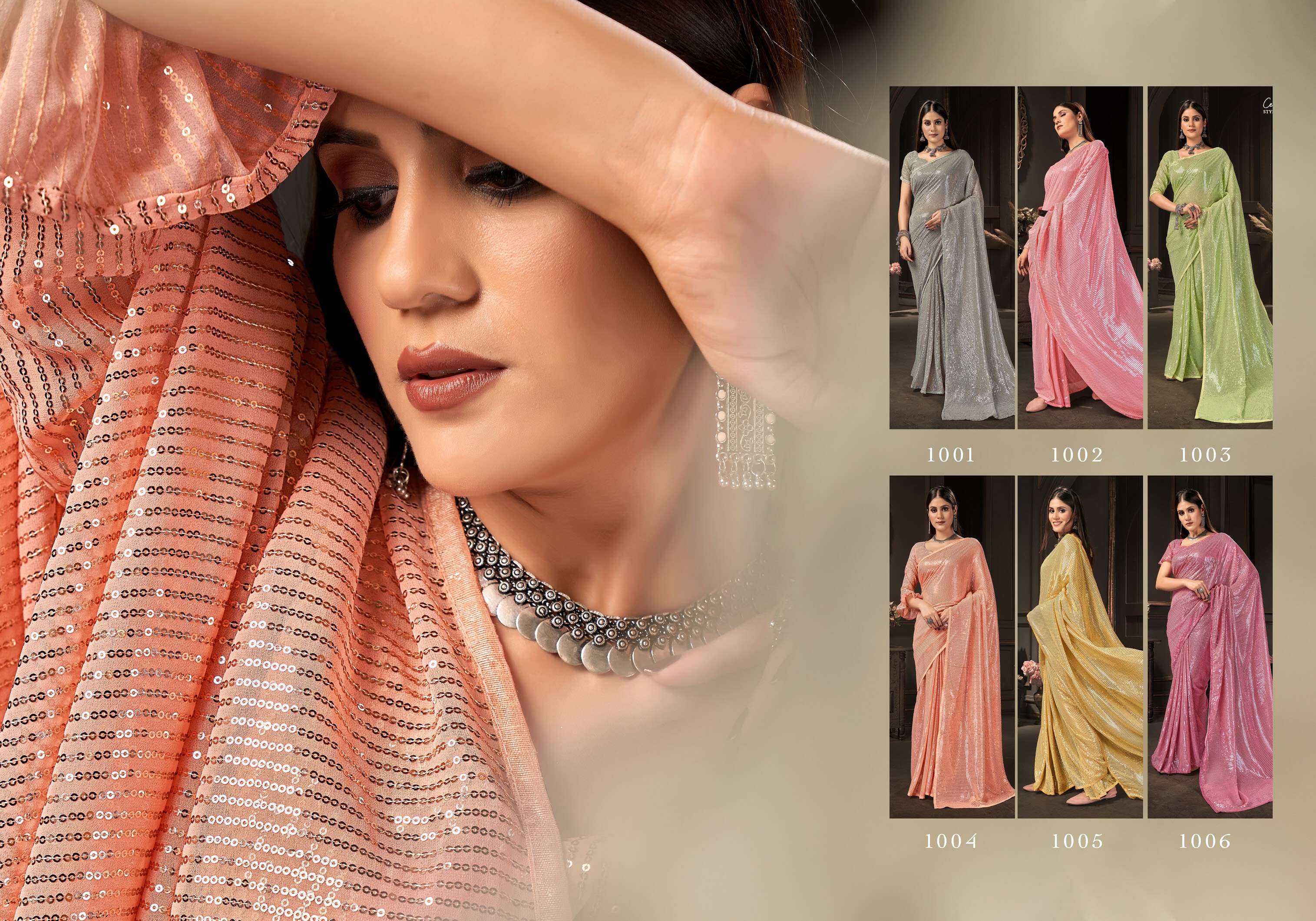 Saroj Chit Chor Vol-4 Heavy Georgette with Sequence. Bollywood Style sarees.